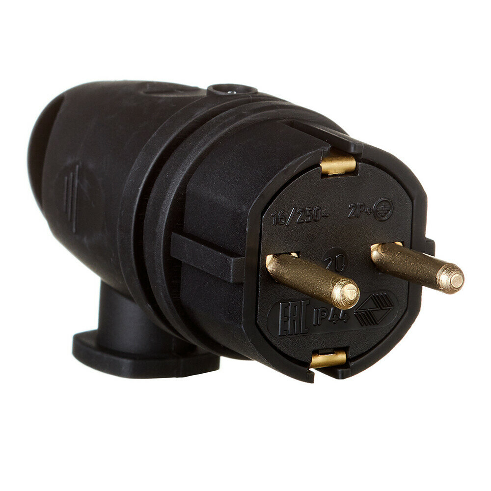 фото Вилка штепсельная Svet с заземлением IP44 угловая черная