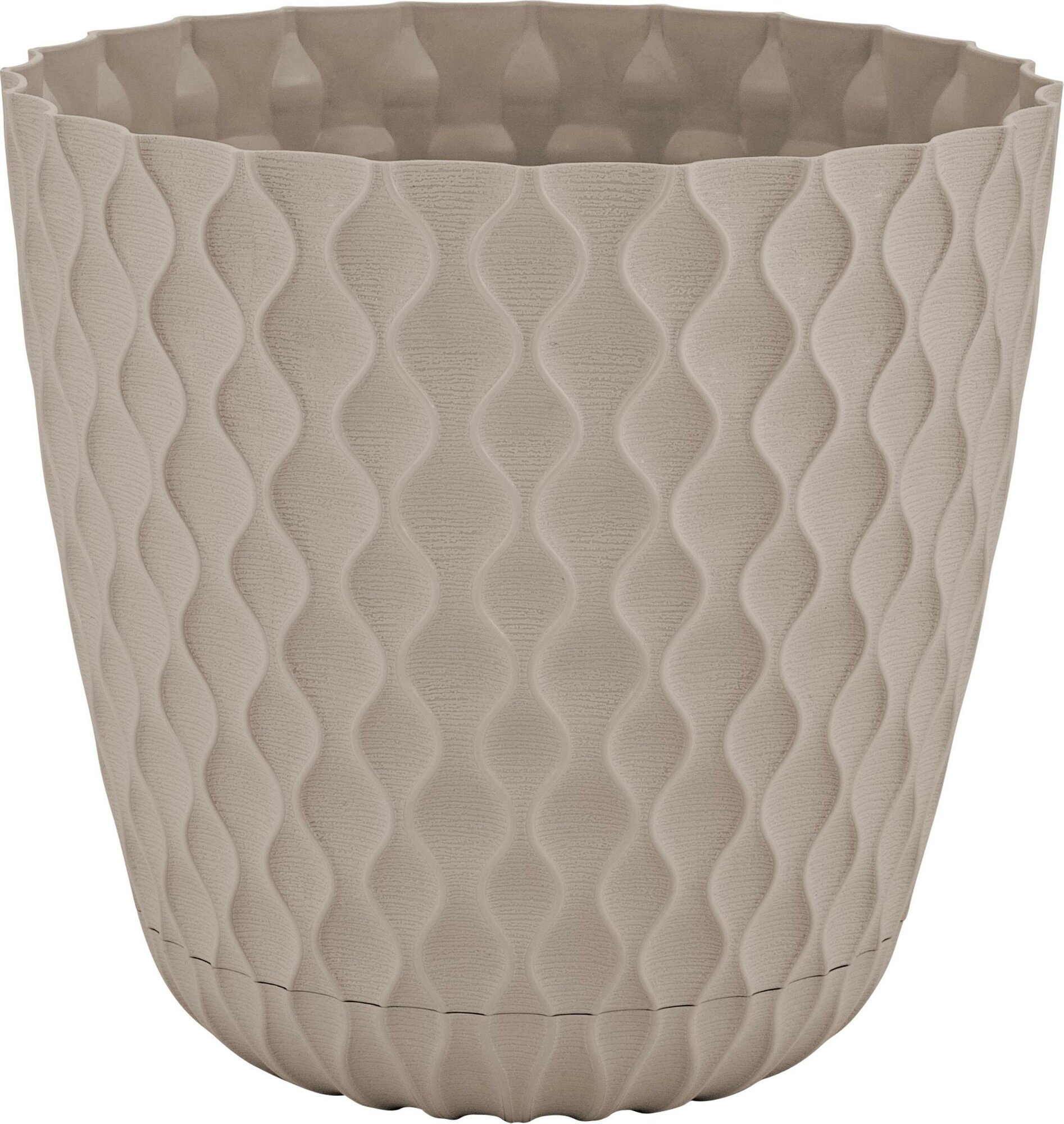 фото Горшок для цветов с фиксируемым поддоном InGreen коллекция Wave 4,7л d-205мм с дренажной сеткой и съемным поддоном, французский платан IG650310105