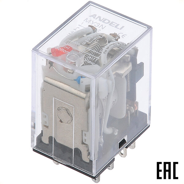 фото Реле промежуточное MY3 AC24В 5А 3 переключение контакта LED ADL09-222 ANDELI (2 шт. в комплекте)