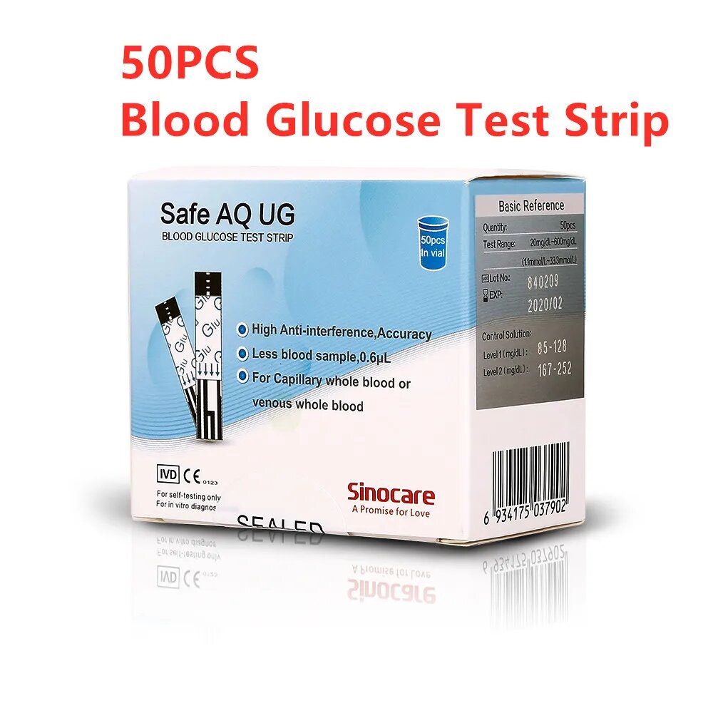 Тест-полоски Sinocare для мочевой кислоты, 25/50/100 шт, BG 50pcs Strips