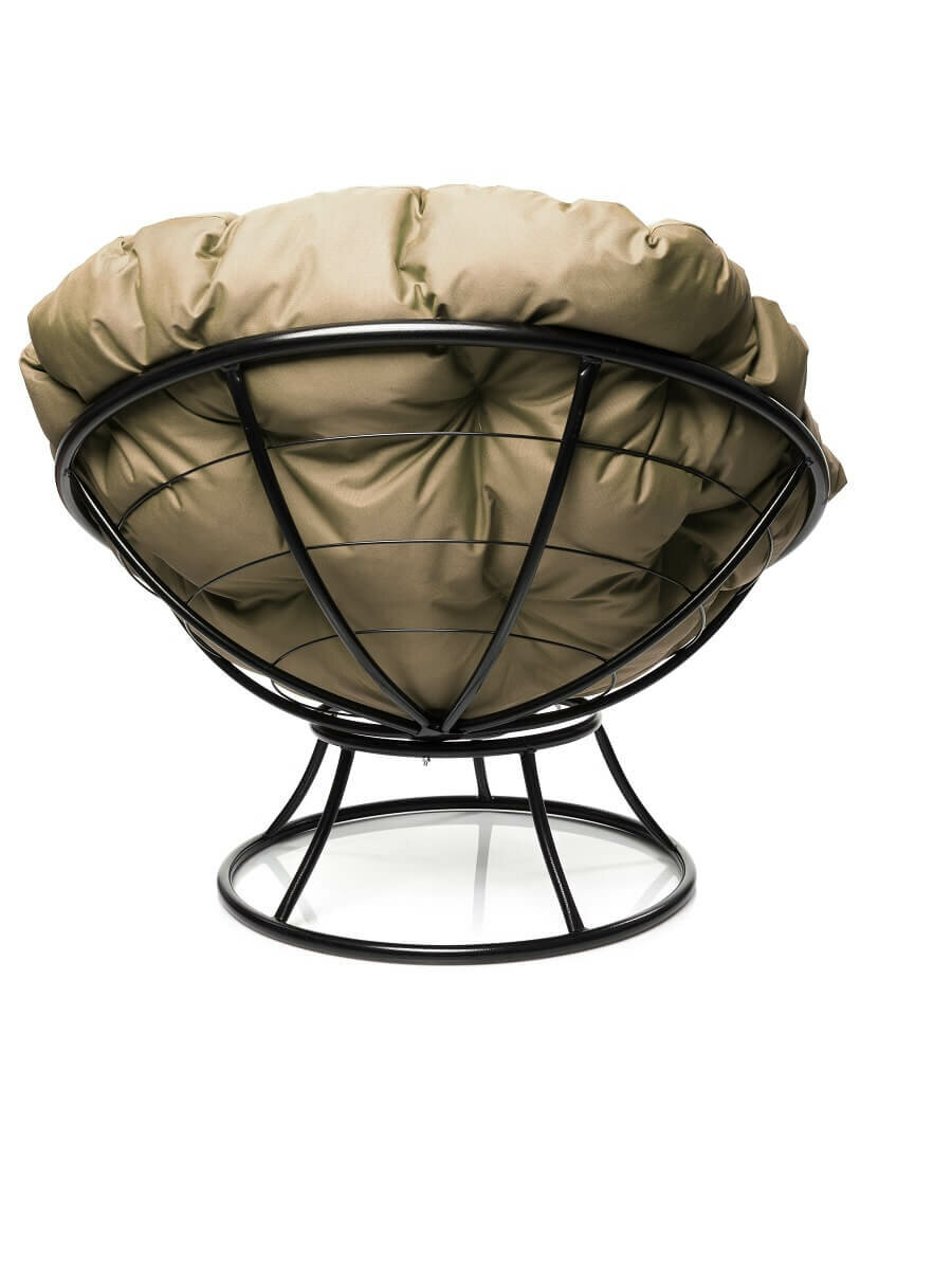 Кресло "Папасан" без ротанга чёрное / бежевая подушка M-Group - фотография № 2