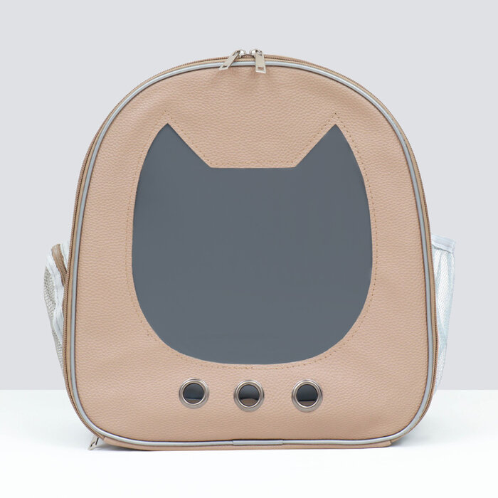 Рюкзак для переноски "Котик", прозрачный, 32 х 21 х 35 см, бежевый - фотография № 2