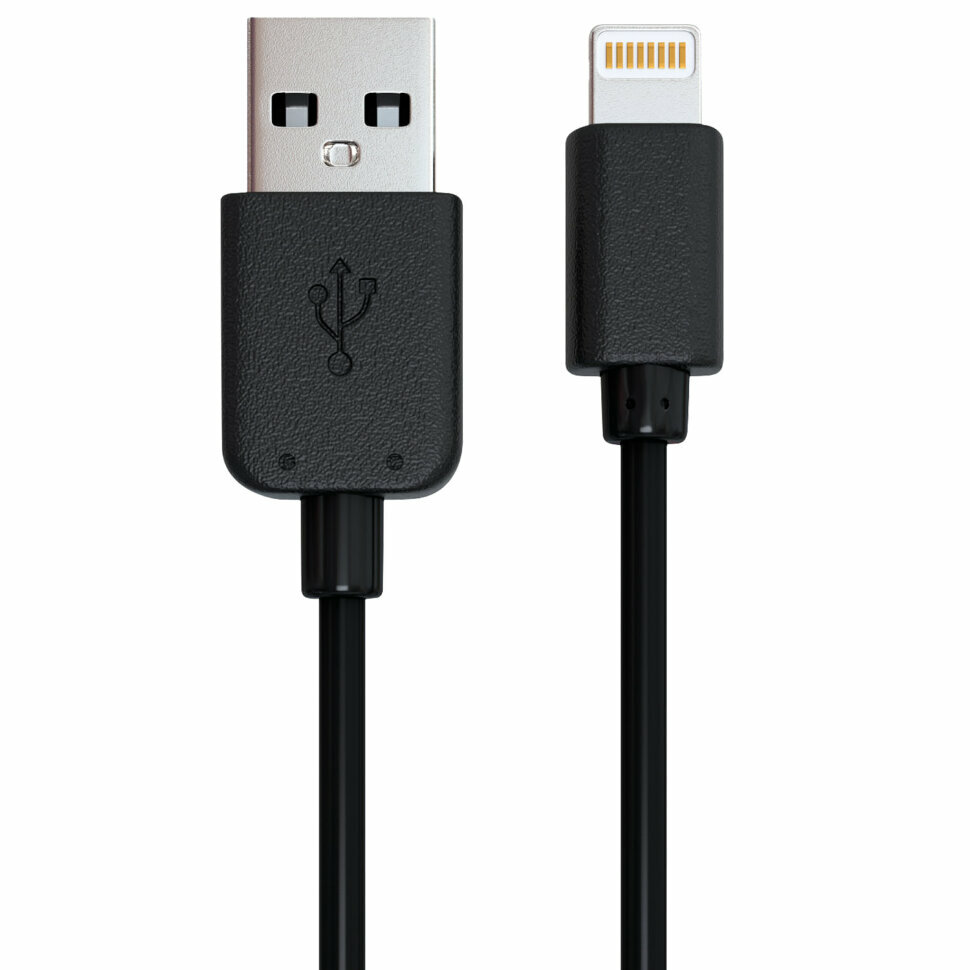 Кабель USB 2.0 - Lightning, 1 м, RED LINE, для подключения IPhone (IPad), черный, УТ000008646, 512609