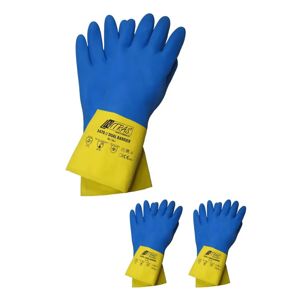 фото Перчатки неопрен-латекс хозяйственные Nitras 3470 размер 7 3 пары