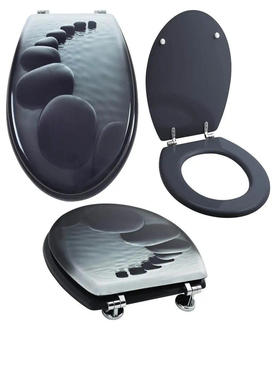 фото Крышка для унитаза ZALEL MDF фотопринт P-785 серый