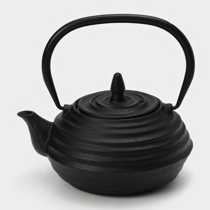 фото Чайник чугунный с эмалированным покрытием внутри «Танан», 800 мл, с ситом