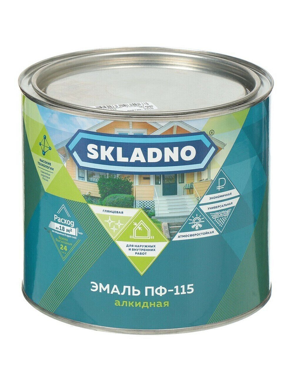 Эмаль Skladno ПФ-115, ярко-зеленая, 1,8 кг