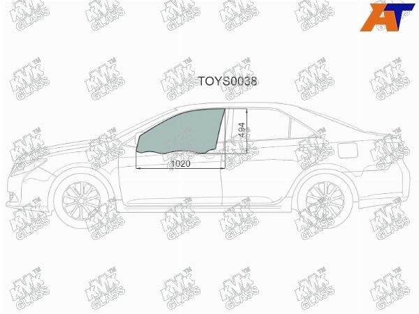 Стекло боковое опускное (Спереди/ Слева/ Цвет зеленый) Toyota Camry (XV50) 11-21 / Camry UAE/USA 11-