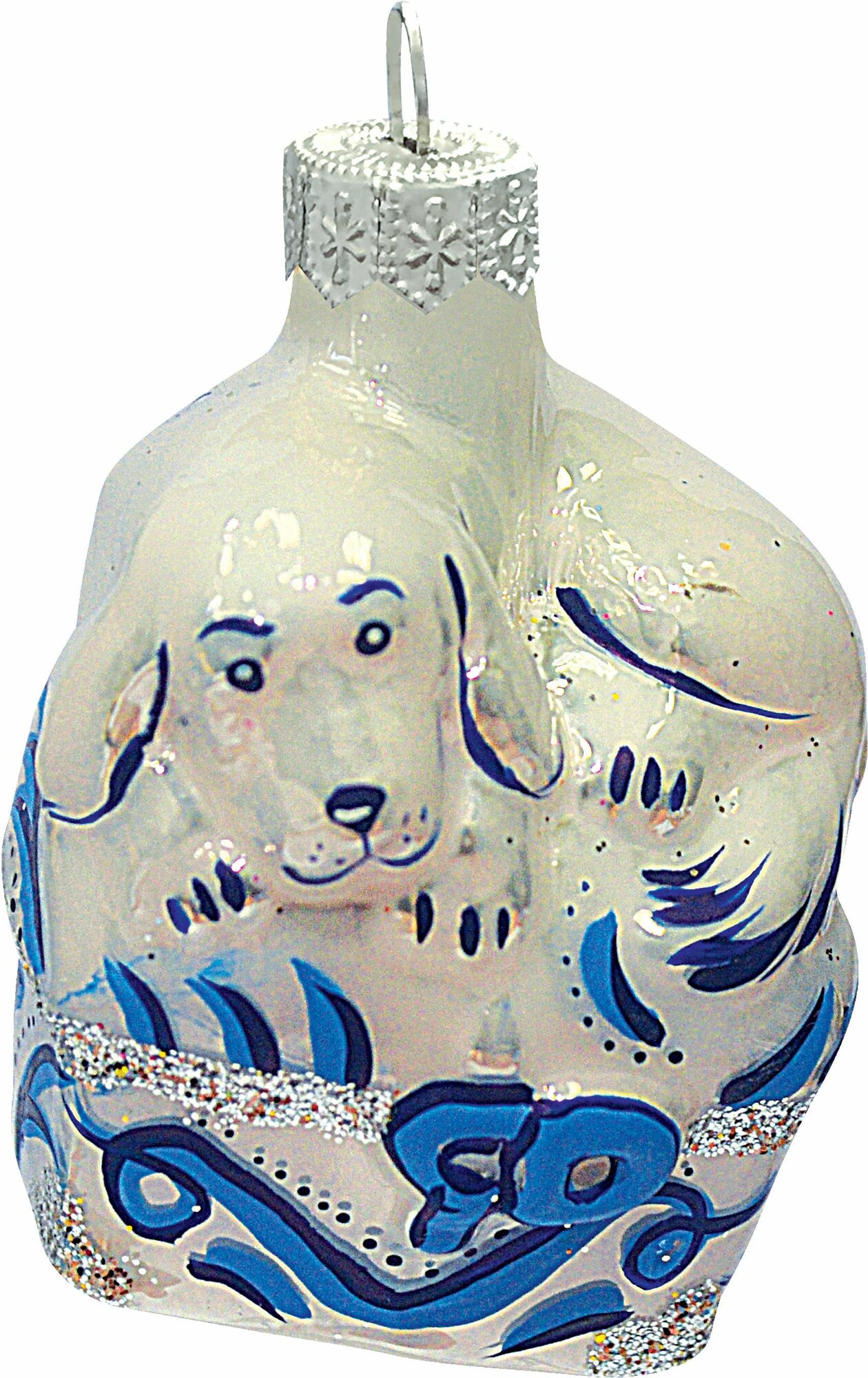 фото Ёлочная игрушка Коломеев Собачка на сундуке Русские Узоры 8 см в подарочной уп.