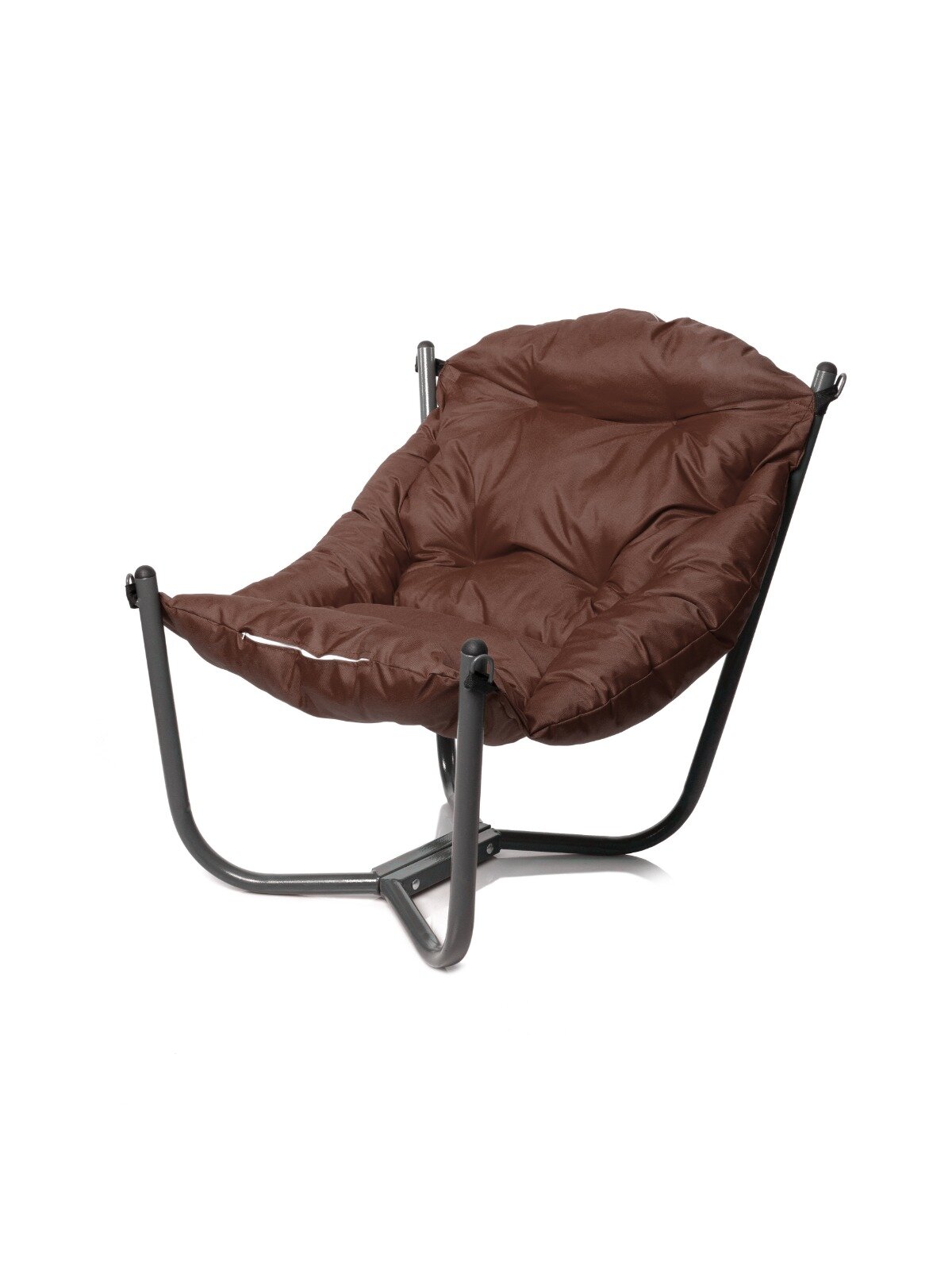 Мягкое кресло для дачи и дома Чил серое коричневая подушка