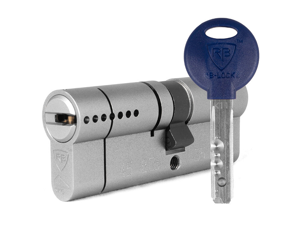 Цилиндр Rav Bariach Mars ключ-ключ (размер 38х33 мм) - Никель Флажок