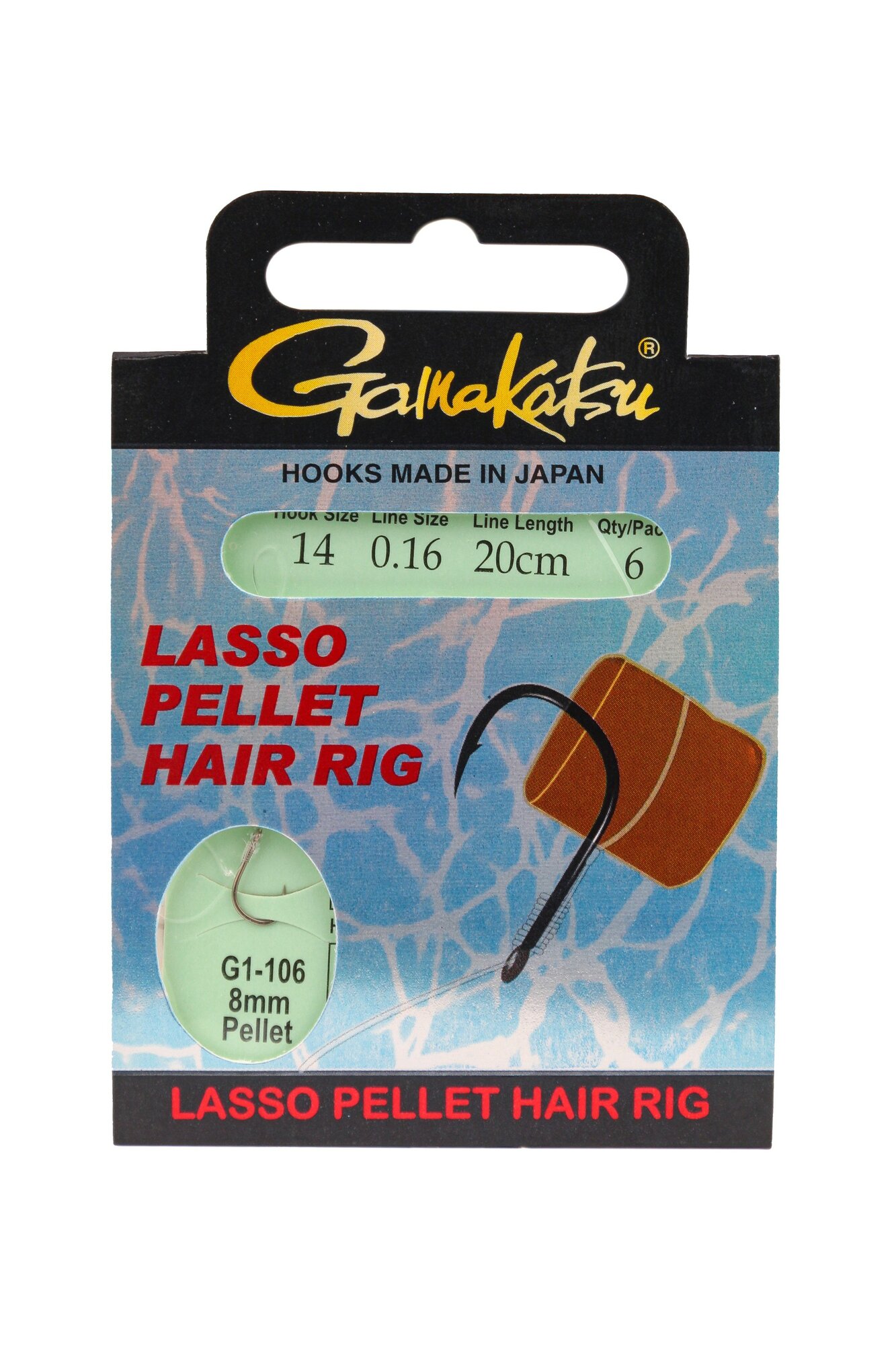 Крючок Gamakatsu с поводком Booklet Lasso Hair G1-106 №14 0.16мм 20см