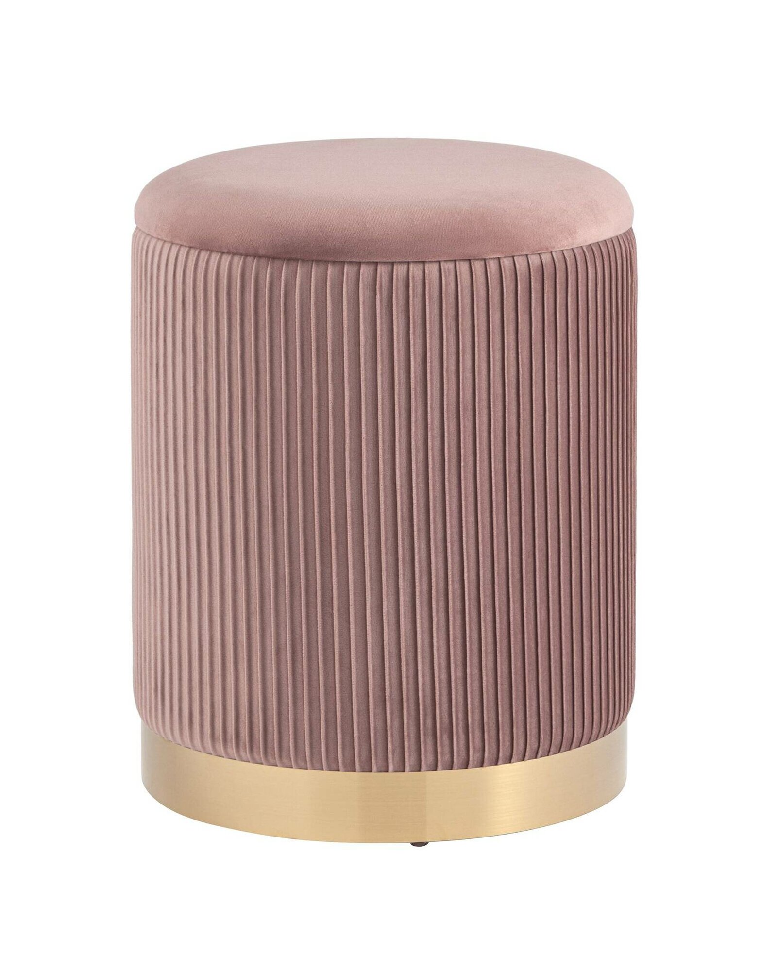 фото Пуф Шарлотта с ящиком велюр розовый с металлическим основанием в золотом цвете