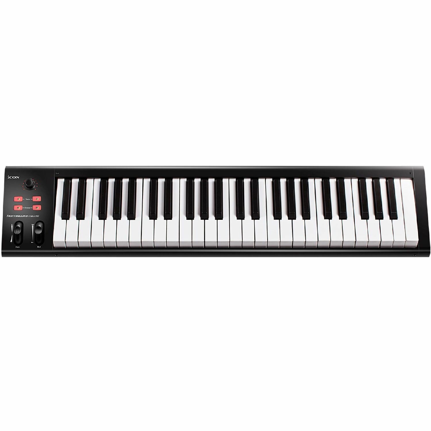 ICON iKeyboard 5 Nano - USB MIDI клавиатура 49 полувзвешенных клавиш фортепианного типа чувствительных к скорости нажатия колеса высоты тона и модуляции двухфункциональный энкодер с LED индикатором разъемы 2х1/4" TRS Jack для педалей MIDI выход разъ