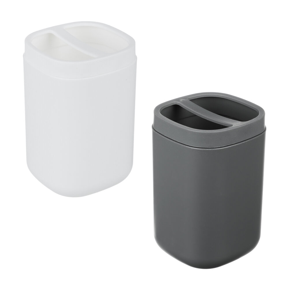 фото VETTA Стакан с разделителем для зубных щеток и пасты Prime, пластик, 7,5х7,5х11,7см, 2 цвета, 2 штуки