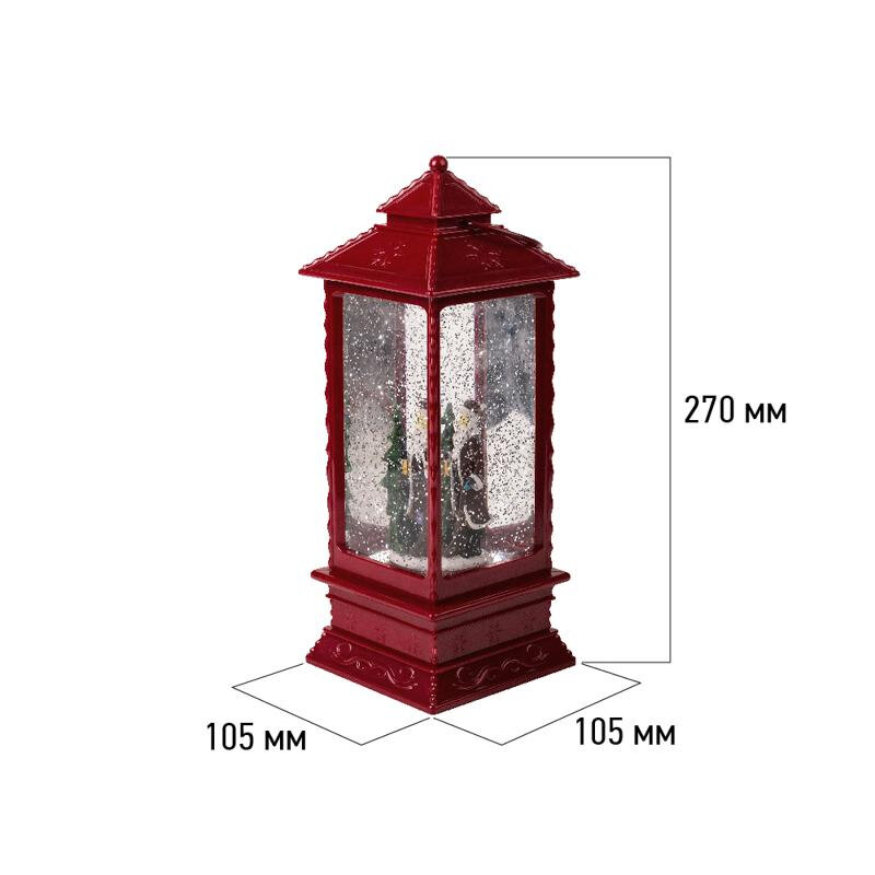 Декоративный фонарь с эффектом снегопада и подсветкой Дед Мороз Теплый белый (501-062)