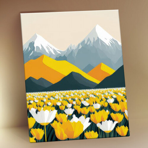 Картина по номерам с поталью Molly KH1192P Цветущие поля в горах 15х20 см