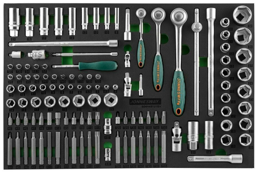 JONNESWAY S04H45121SV S04H45121SV Набор торцевых гоовок 1/4DR, 3/8DR, 1/2DR с приводами, 81 прмет, вставок-бит, 40 пр