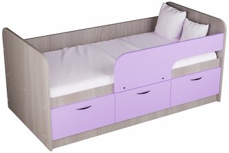 VERA-mebel детская кровать Радуга-2, 160х80см. цвет каркаса цвет шимо, фасад сиреневый