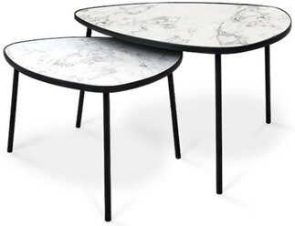 Комплект из 2х столиков LAKSI рута, 445(565)x600(760)x400(460),черный матовый/сабия