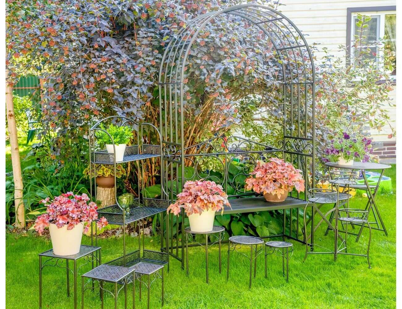 Boltze Кованая садовая арка бордье для цветов и вьющихся растений металл тёмно-коричневая 125х46х205 2024362