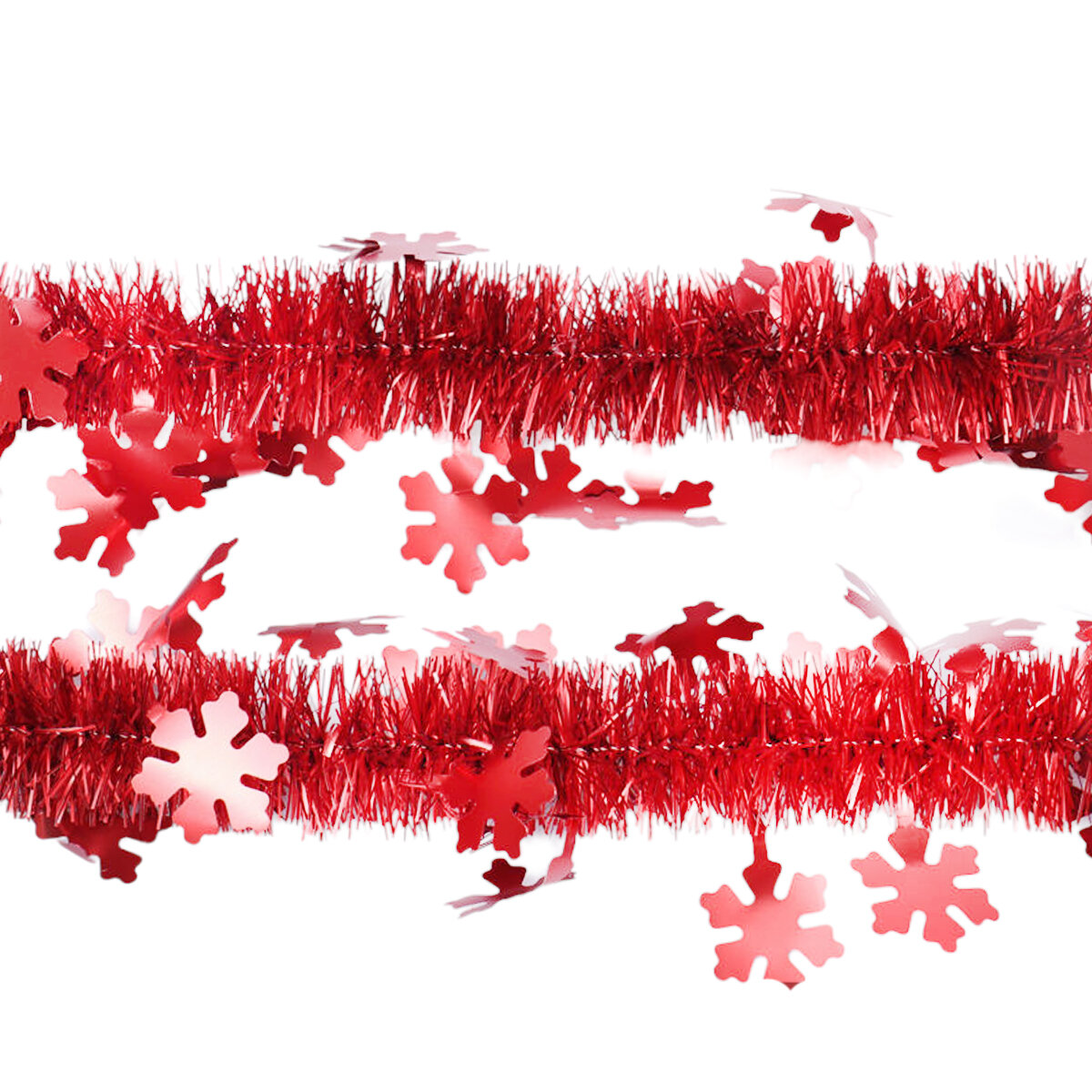 Мишура со снежинками 9 x 200 см красная