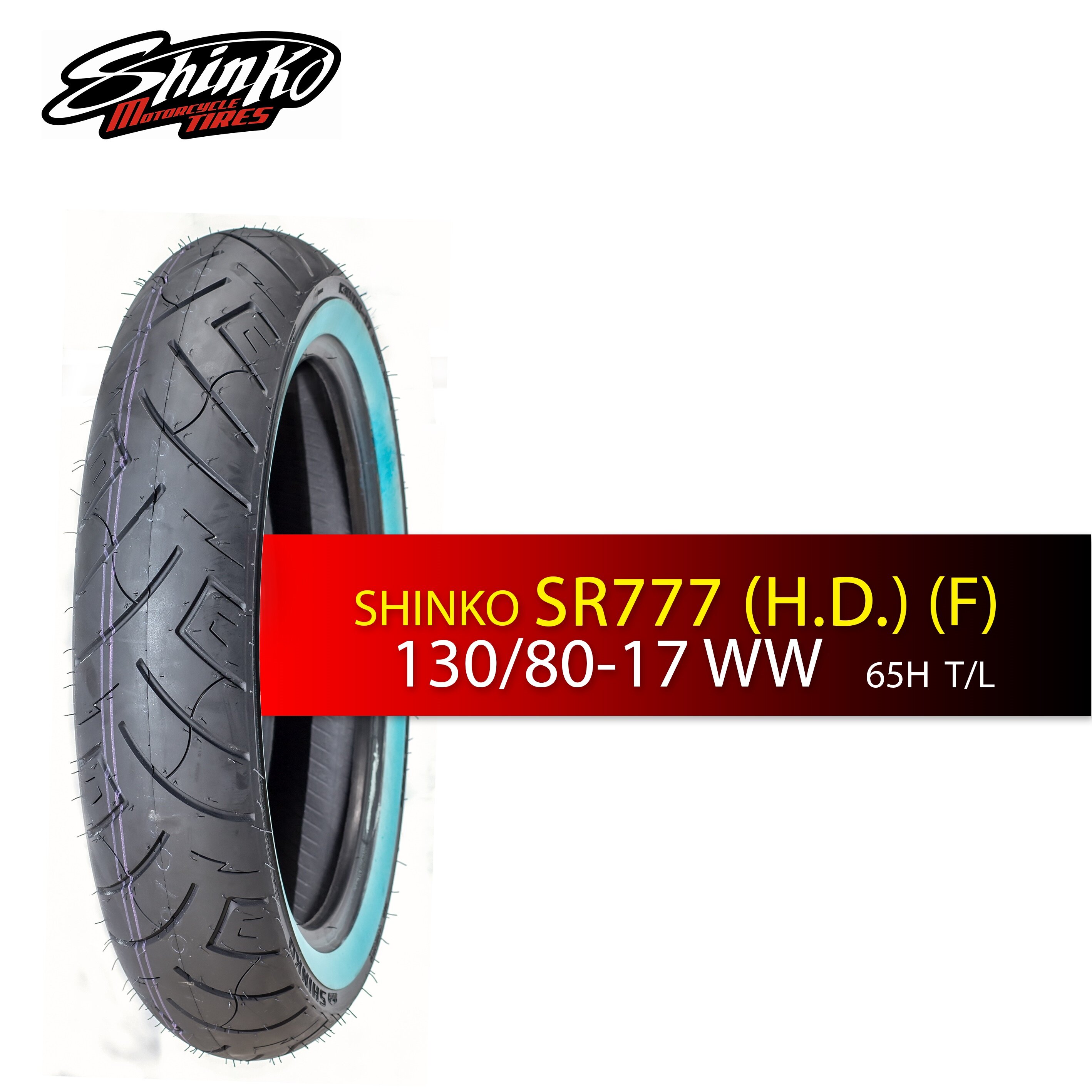 Мотошина / шина для мотоцикла Shinko SR777 130/80-17 65H TL WW (белобокая)