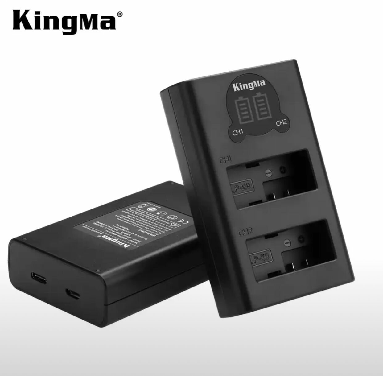 Зарядное устройства c дисплеем и двумя слотами KingMa для аккумуляторов Canon LP-E8.