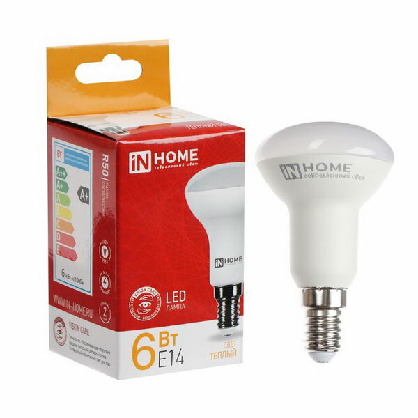 Лампа светодиодная IN HOME LED-R50-VC E14 R50