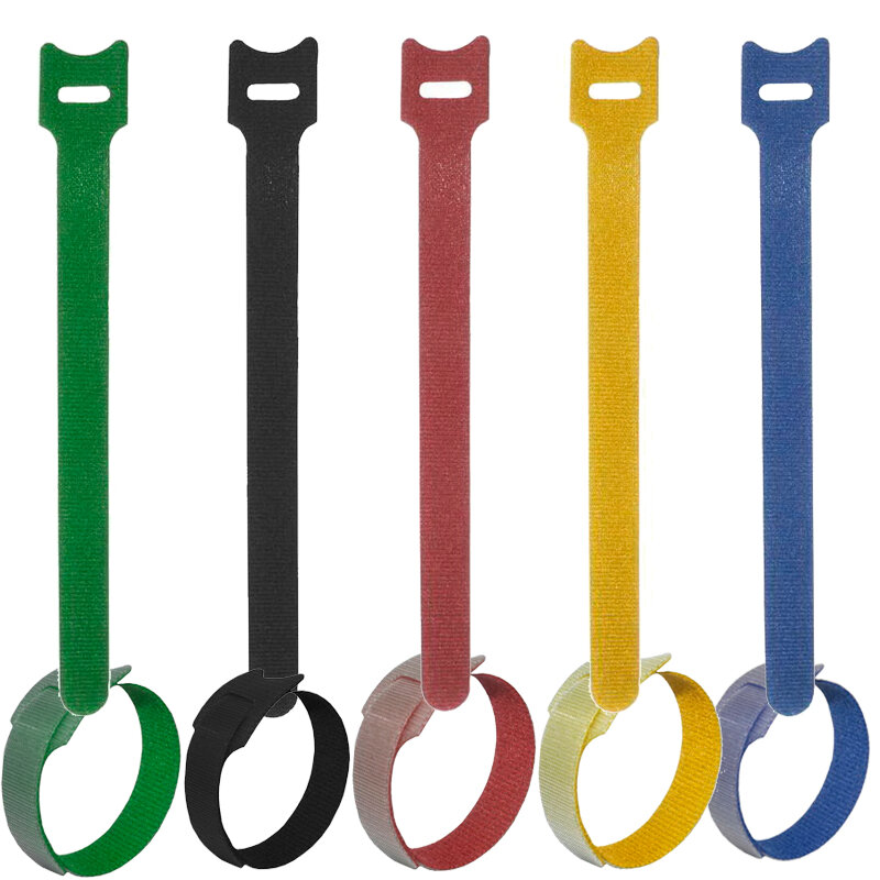 фото Хомут-липучка (стяжка) 210мм х 16мм, 5 шт / 5 цветов / черный, синий, красный, желтый, зеленый