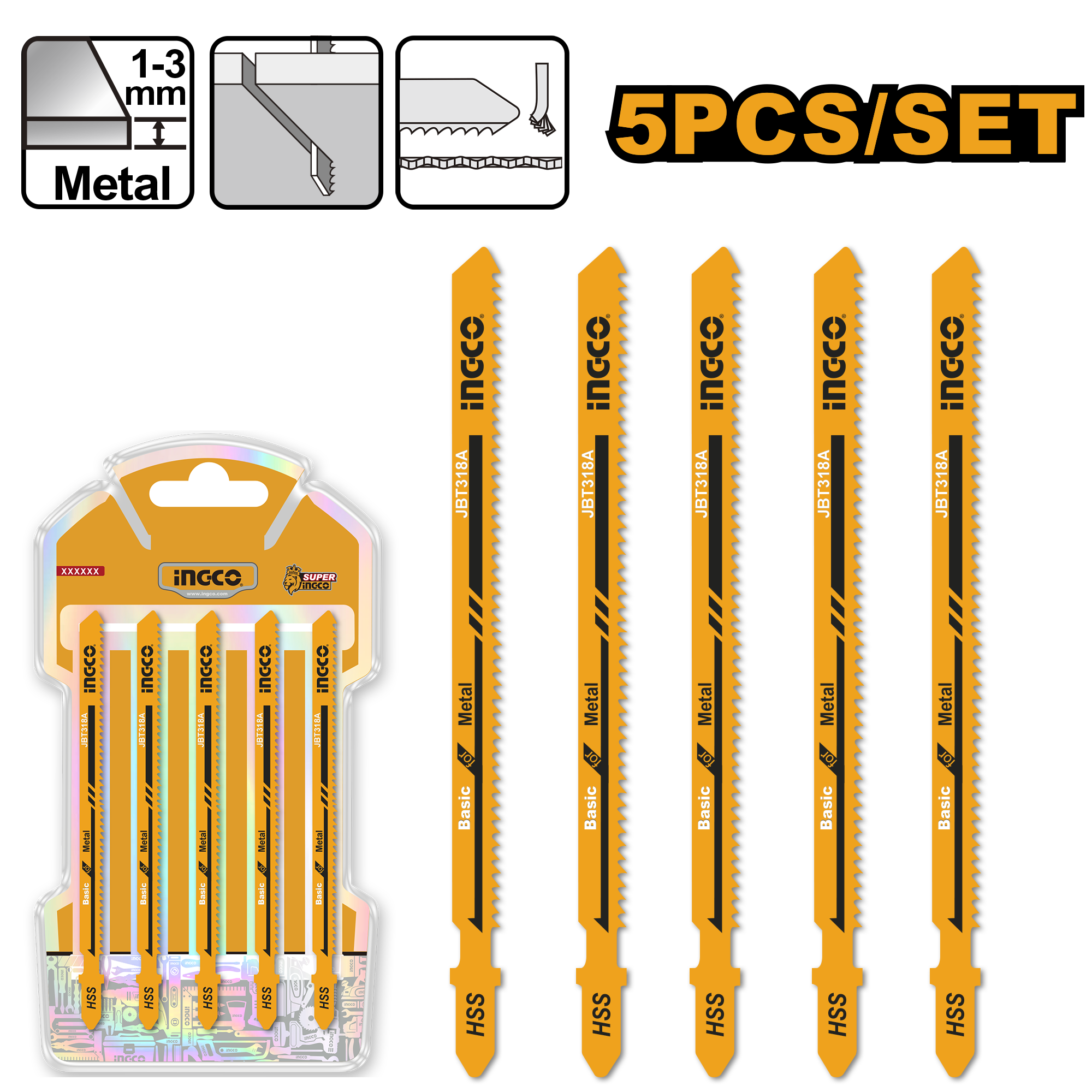 Набор полотен для лобзика по металлу INGCO JBT318A