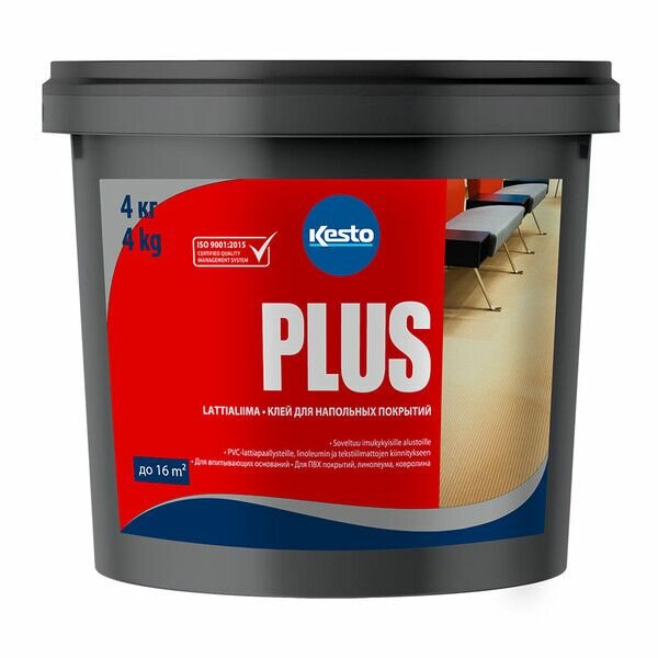 фото Клей акриловый для гибких напольных покрытий Kesto Plus 4 кг