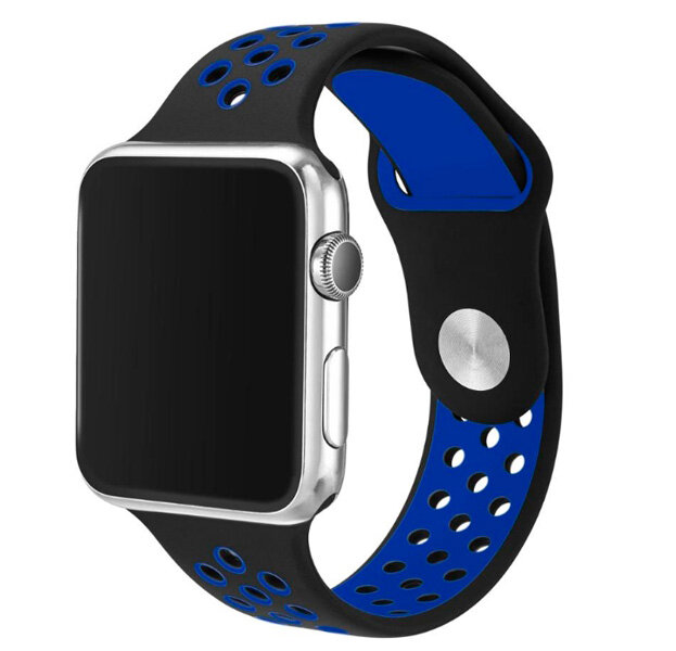 Ремешок Apple Watch 38/40/41 mm Perforated Sport Band Black/Blue