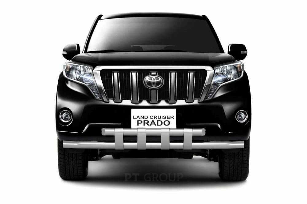 Защита переднего бампера двойная с пластинами Ø63/63мм (НПС) TOYOTA LAND CRUISER PRADO 150 2013-2016