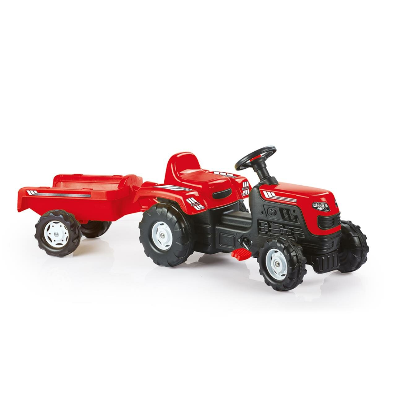8146 Трактор педальный DOLU Ranchero, с прицепом, клаксон, красный