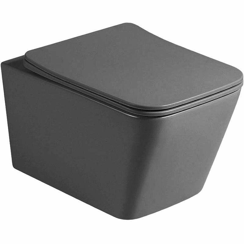 фото Унитаз подвесной Vincea Q-Line VT1-12MA безободковый, цвет антрацит мат., ультратонкое soft close сиденье