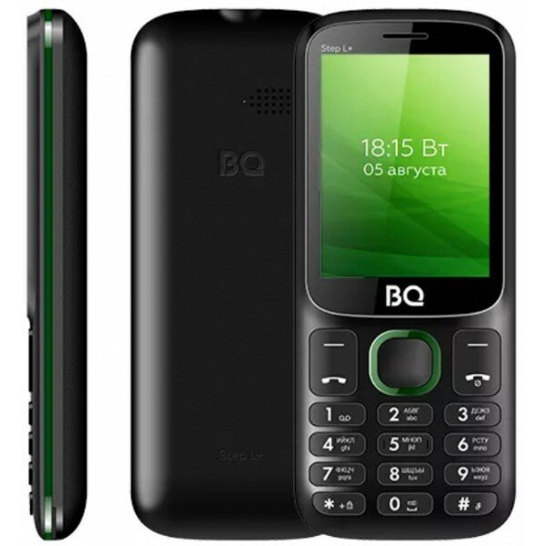 Мобильный телефон BQ 2440 Step L+ Black+Green. SC6531E, 1, 208MHZ, ThreadX, 32 Mb, 32 Mb, 2G GSM 850/900/1800/1900, Bluetooth Версия 2.1 Экран: 2.4 ,