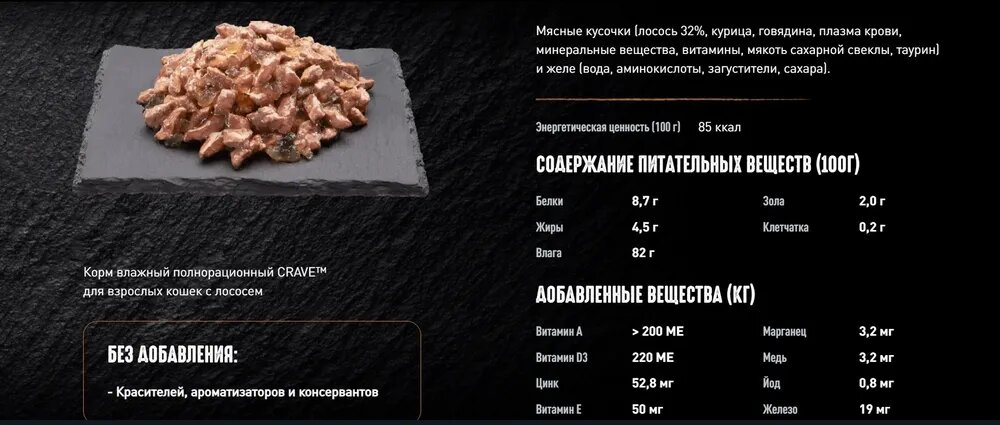 Влажный корм Crave для кошек Лосось 12*70г - фотография № 6