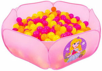 Шарики для сухого бассейна с рисунком "Флуоресцентные", диаметр шара 7.5 см, набор 30 штук, цвет оранжевый, розовый, лимонный