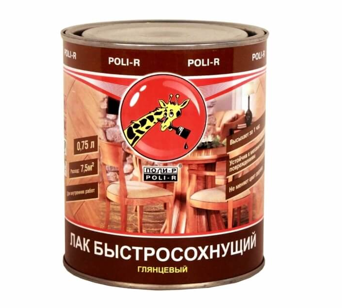 Лак Poli-R быстросохнущий глянцевый 2,5 л