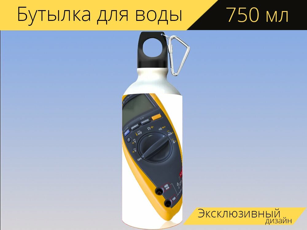 Бутылка фляга для воды "Компания fluke , правда rms, мультиметр" 750 мл. с карабином и принтом