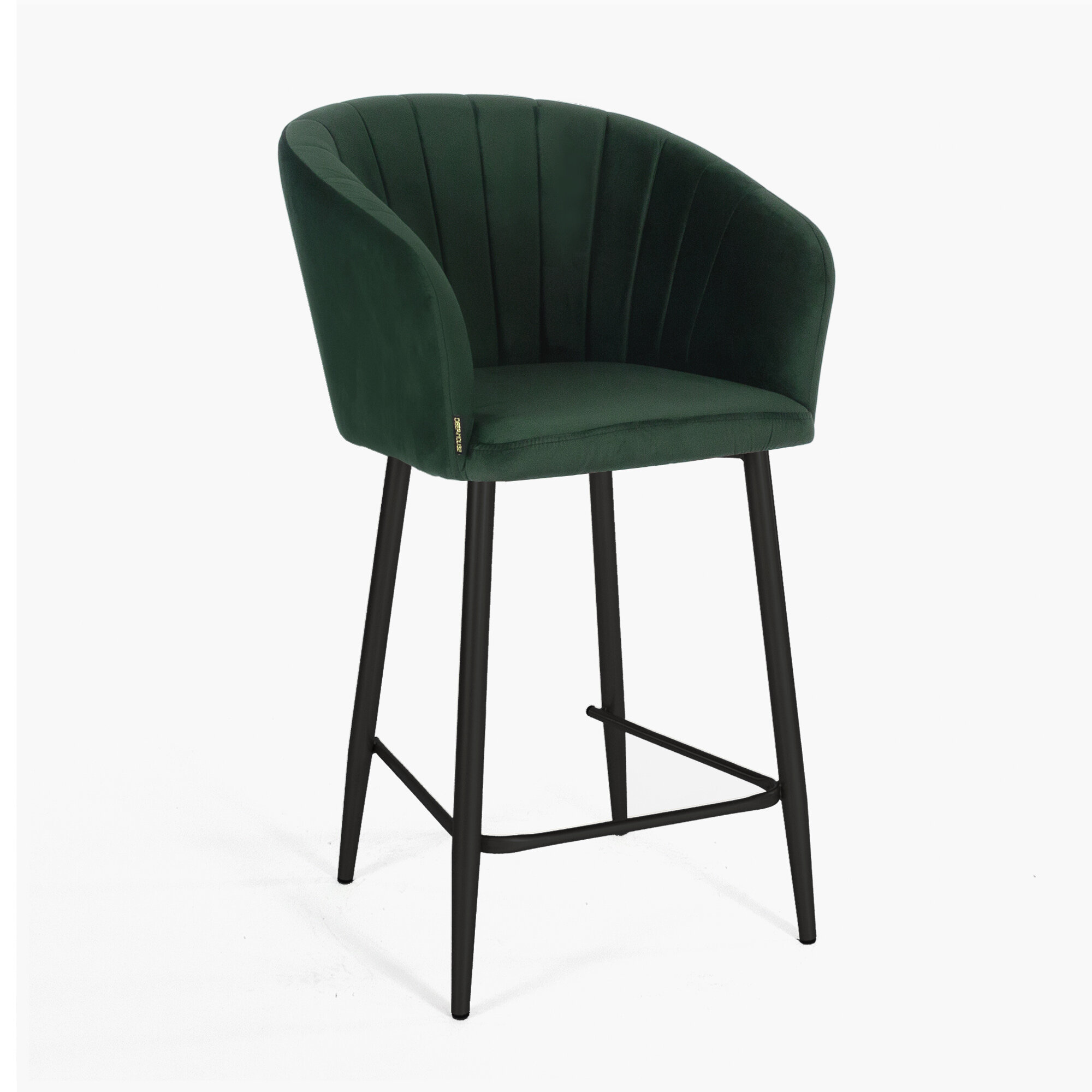 Стул барный Гарда темно-зеленый бархат ножки черные для дома/для гостиной/для столовой/для кафе/кухонный стул/стул кухонный