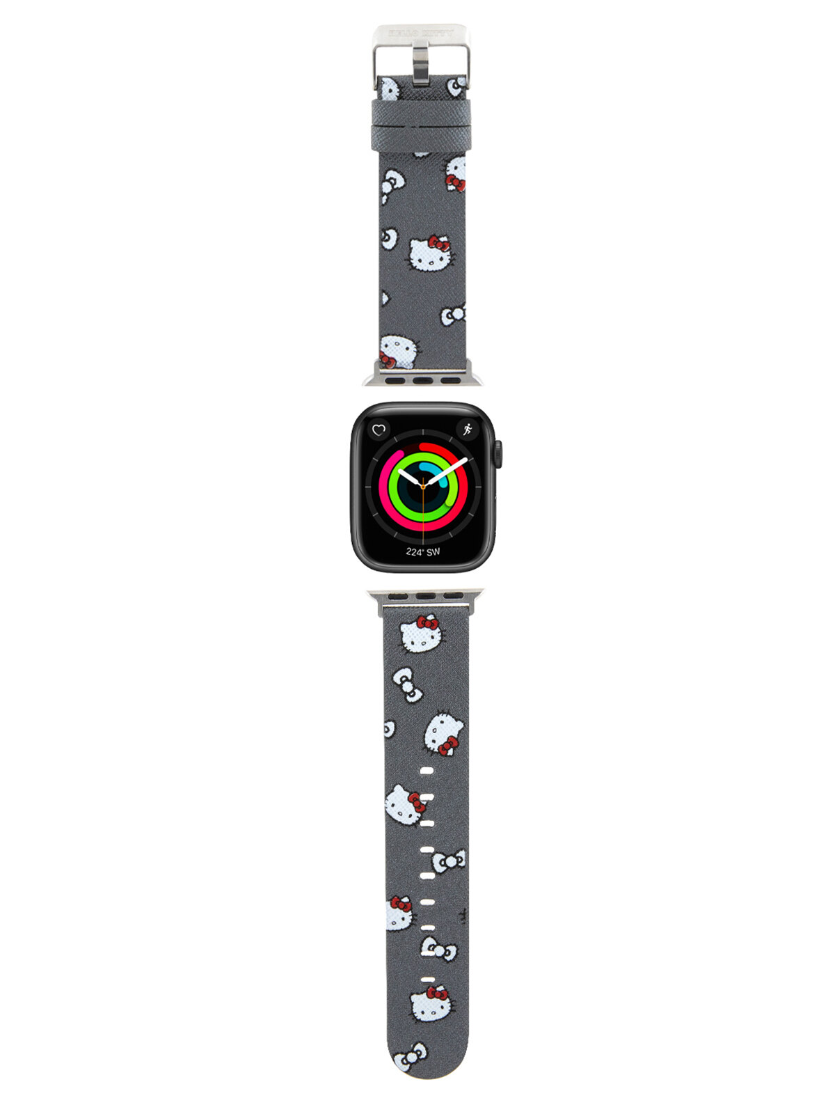 Hello Kitty для Apple Watch 41/40/38 mm ремешок PU Saffiano Heads and Bows Silver