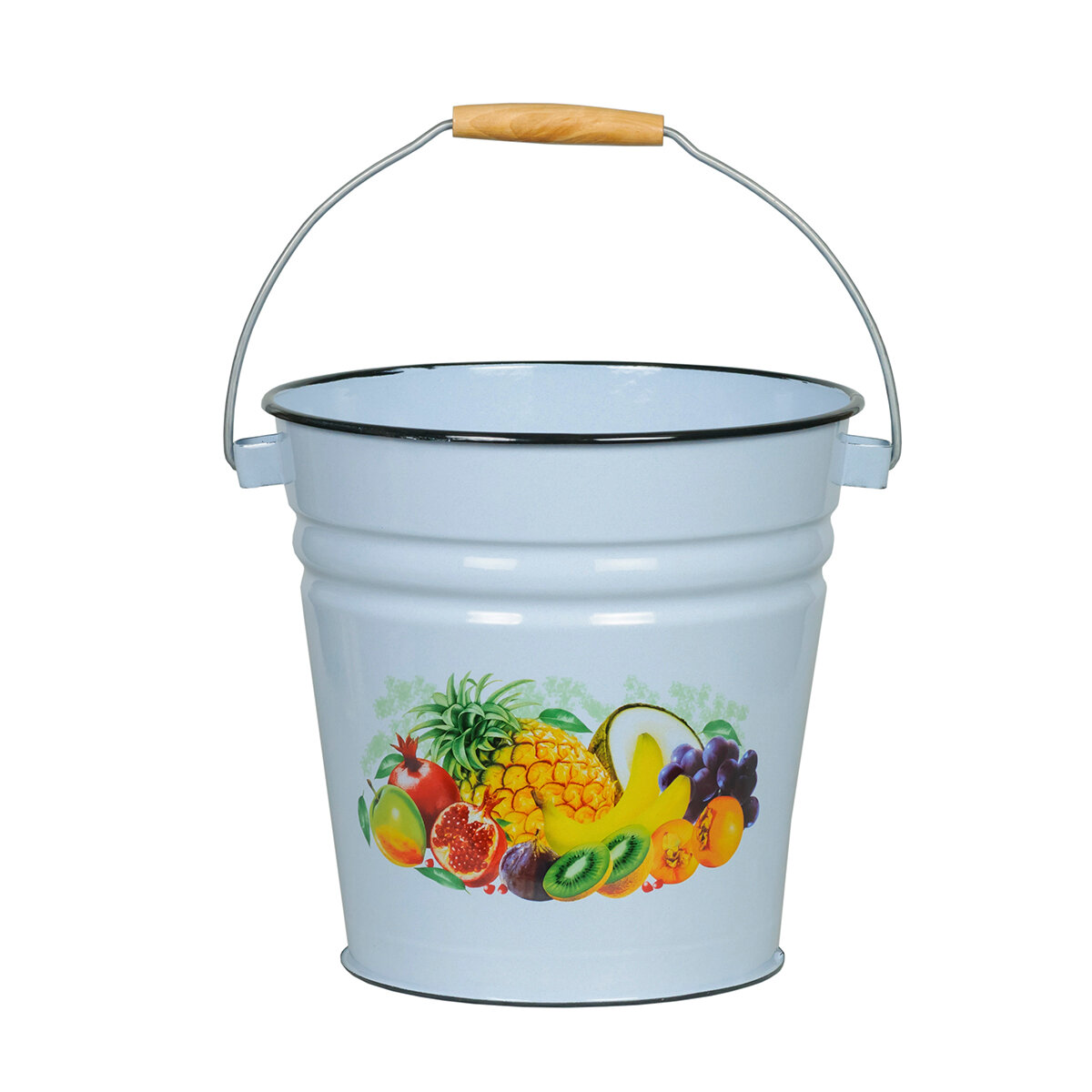 фото Контейнер для мусора СтальЭмаль Экзотика эмалированная сталь голубой 12л / ведро