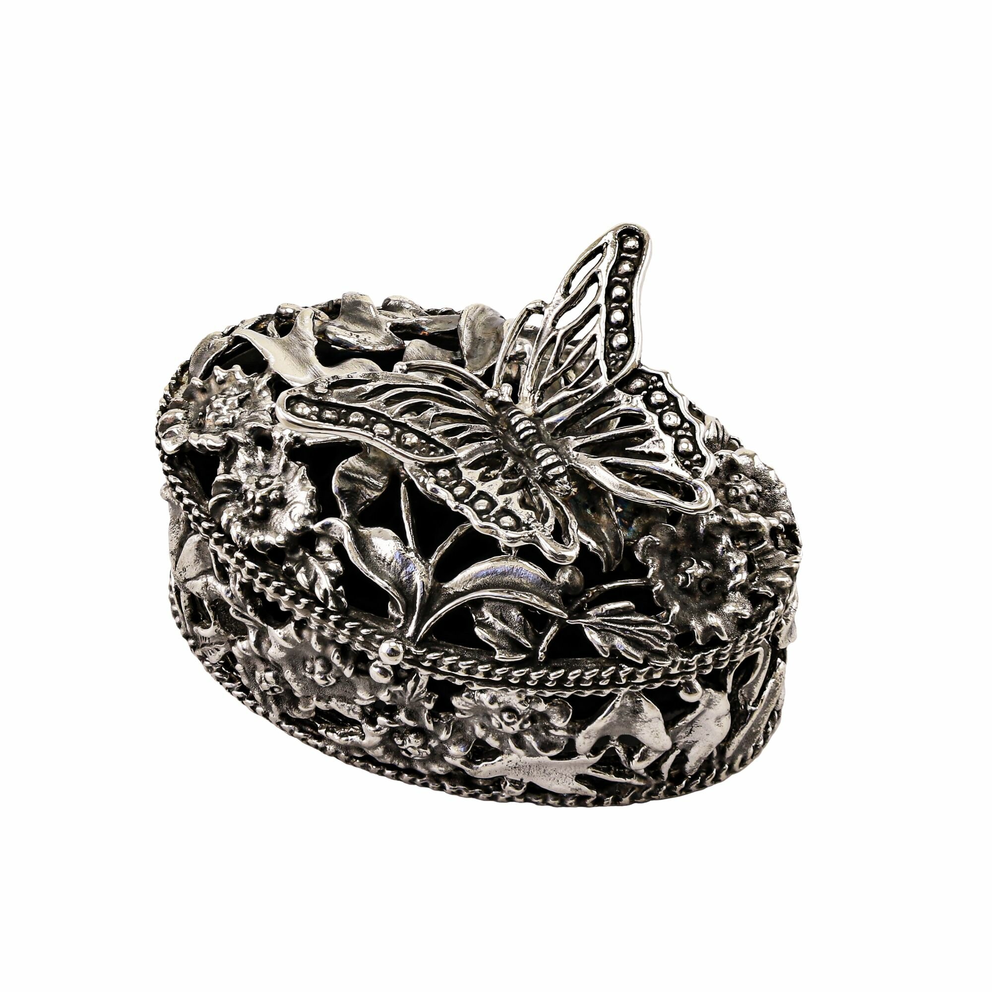 фото Шкатулка 6 x 4 x 4 cм Бабочка Кольчугинский Мельхиор латунная посеребренная с чернением