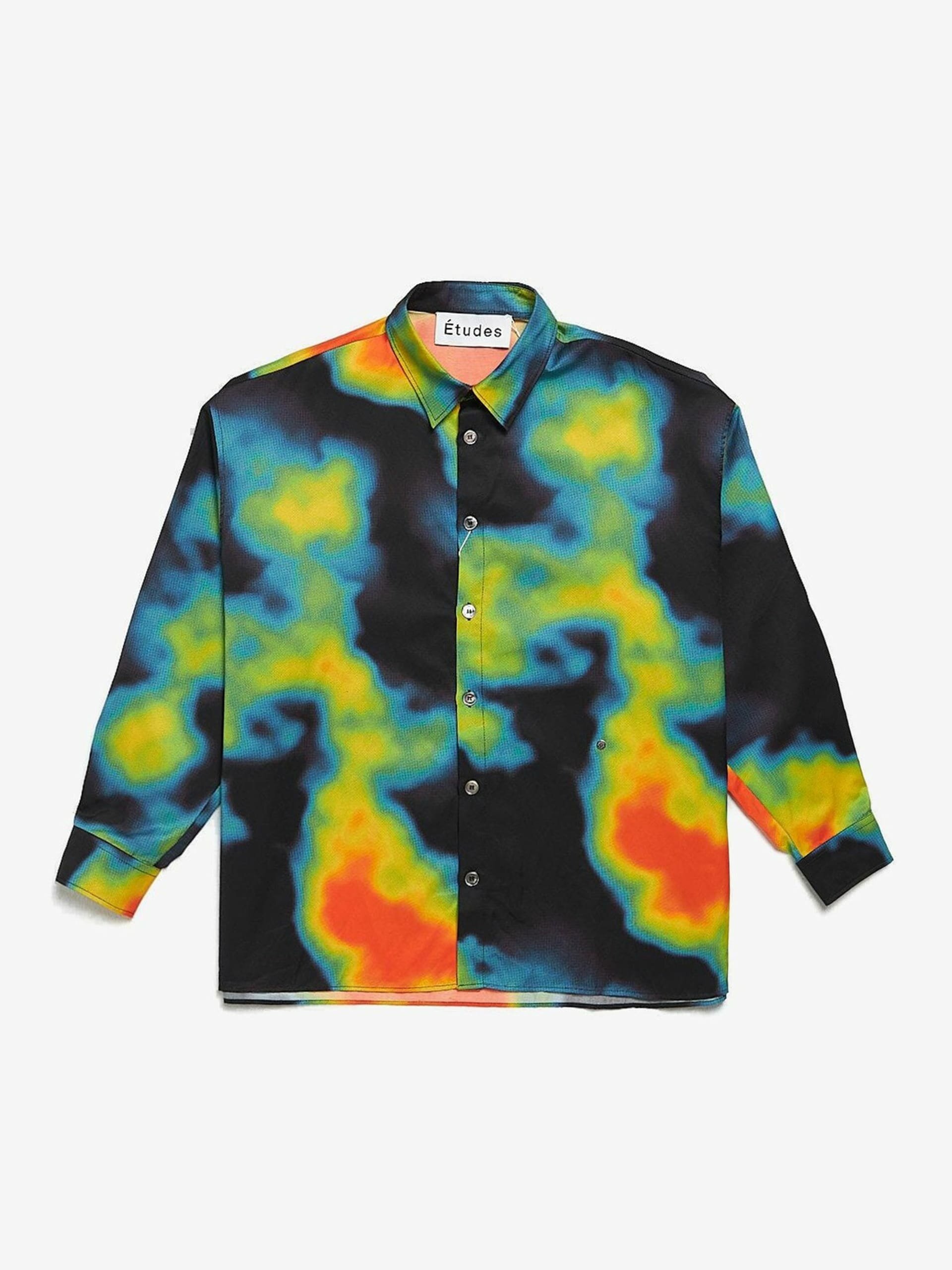 Multicoloue Thermal Imager Effect Buttoned Silk Shirt