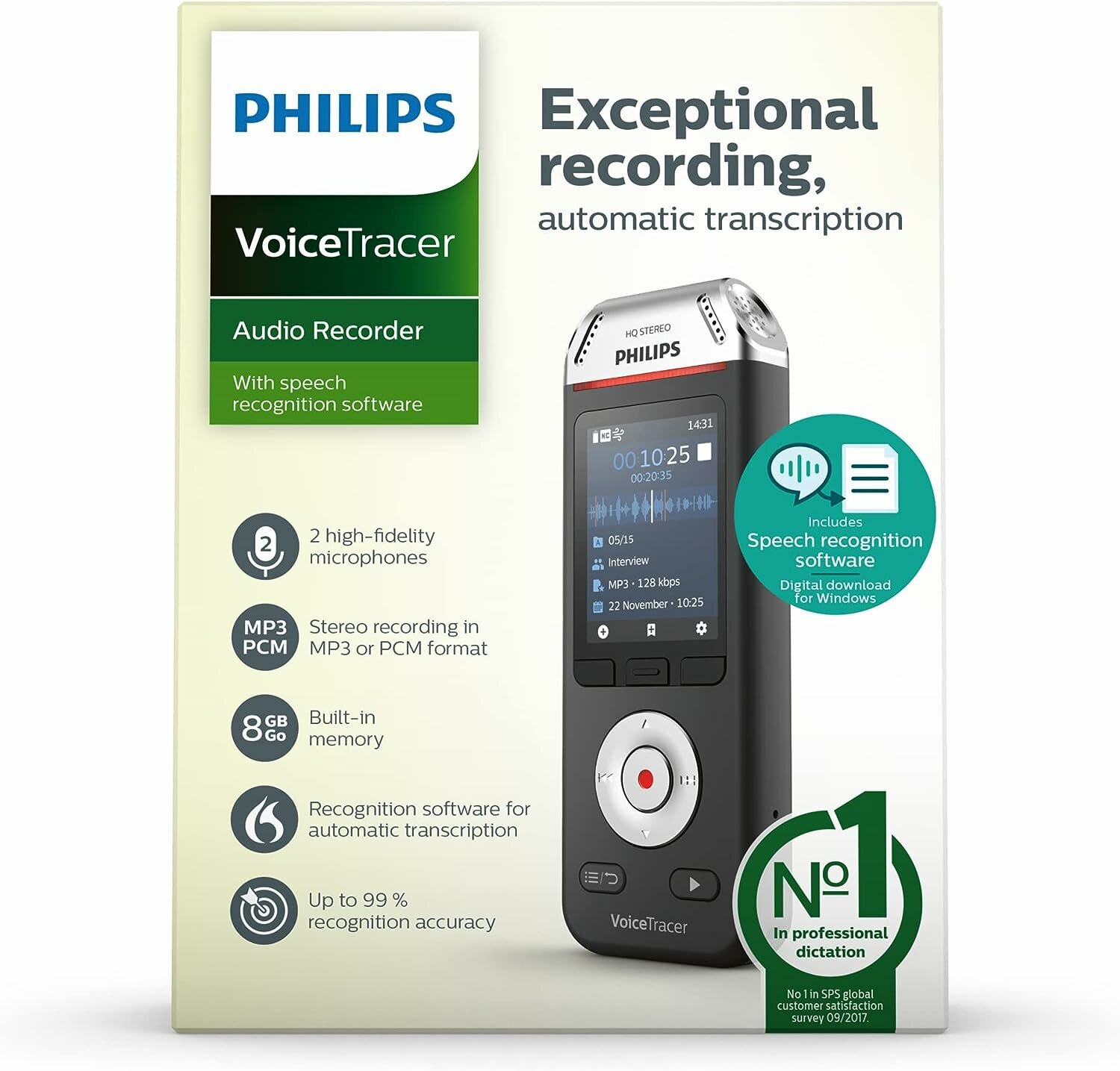 Цифровой диктофон Philips VoiceTraicer DVT2810 8Gb черный