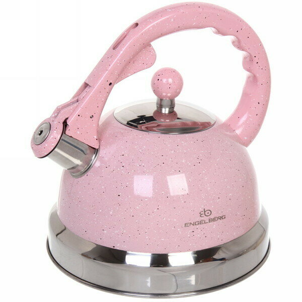 фото Чайник из нержавеющей стали 3л «Macarons» со свистком, розовый