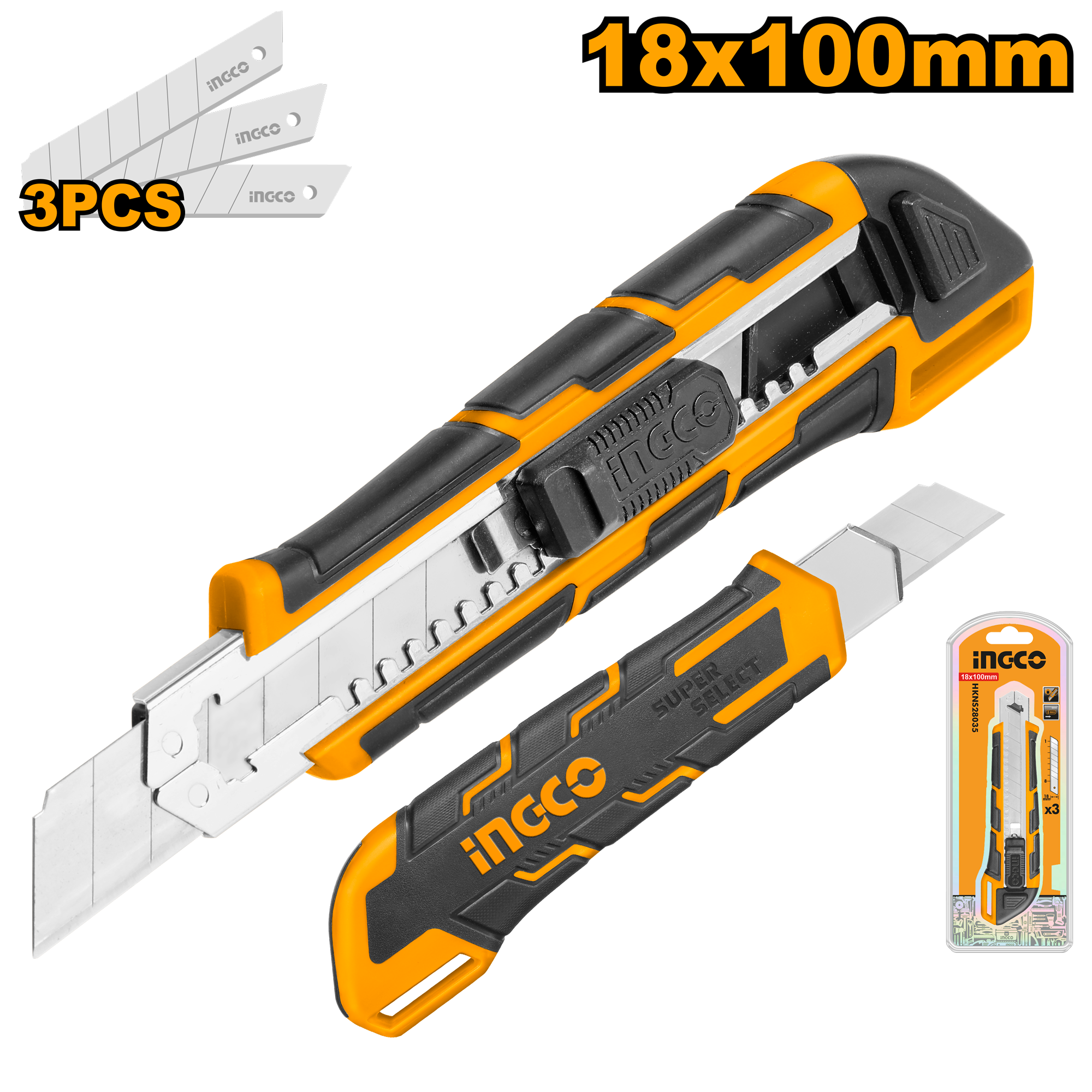 Нож канцелярский INGCO HKNS28035 18*100 мм