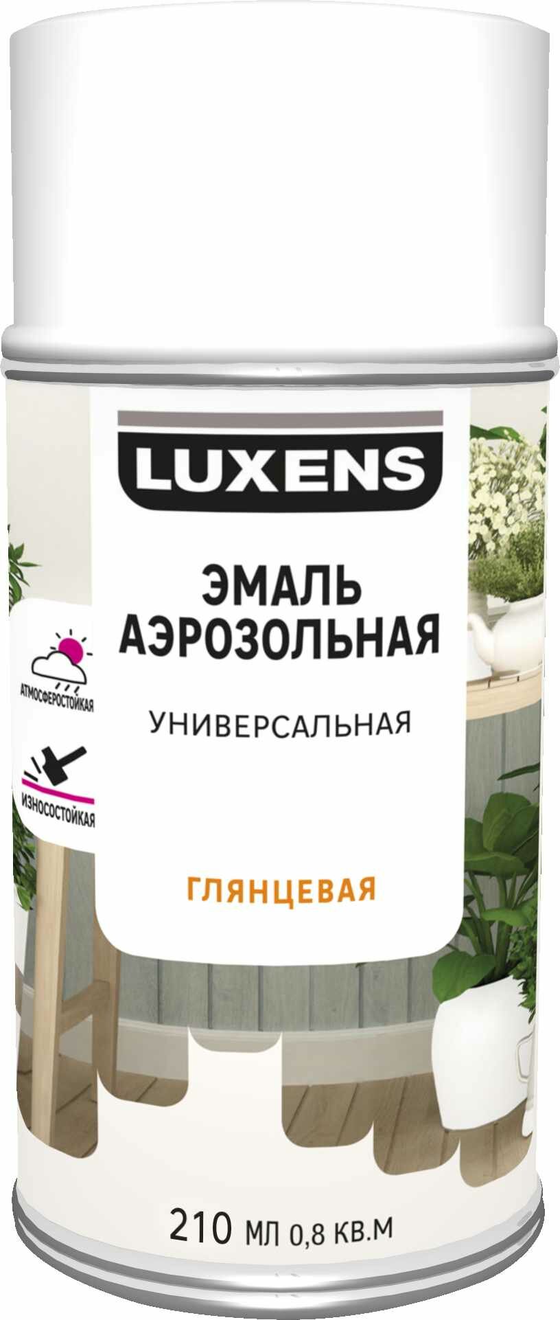 Эмаль аэрозольная декоративная Luxens глянцевая цвет белый 210 мл